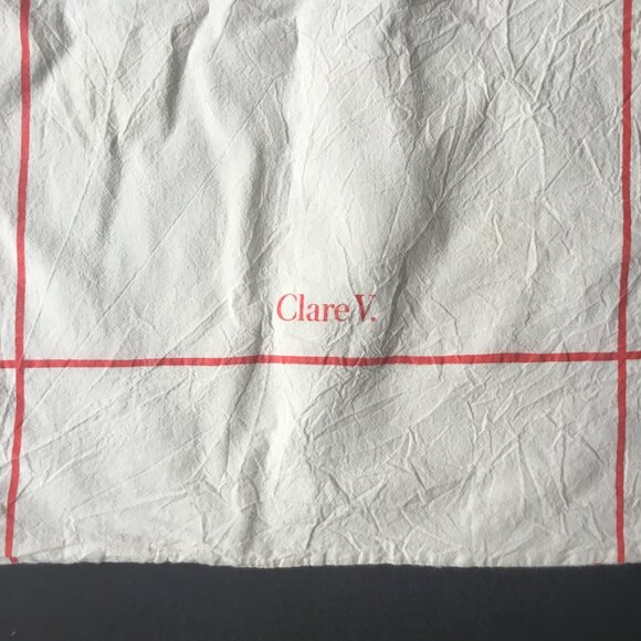 Clare V. Cream & Red Names Cotton Drawstring Dust Bag - Picture 6 of 6